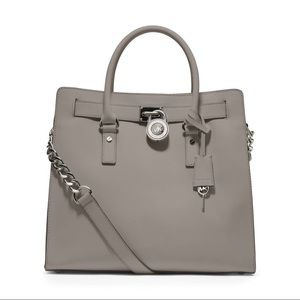 Michael Kors large Hamilton handbag, grey saffiano leather